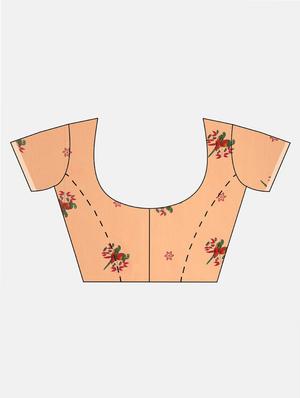 peach georgette printed saree with blouse - 17419484 - Standard Image - 3