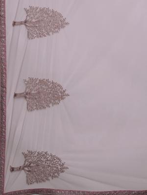 solid embroidered saree with blouse - 17419488 - Standard Image - 4