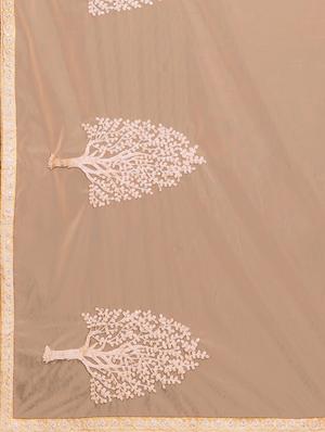 peach net embroidered saree with blouse - 17419489 - Standard Image - 4