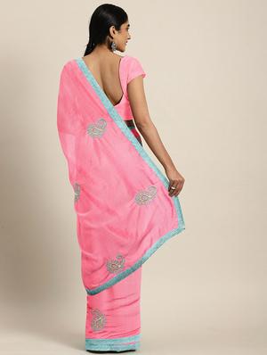paisley embroidered saree with blouse - 17419515 - Standard Image - 2