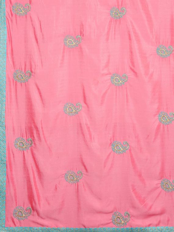 paisley embroidered saree with blouse - 17419515 - Zoom Image - 4