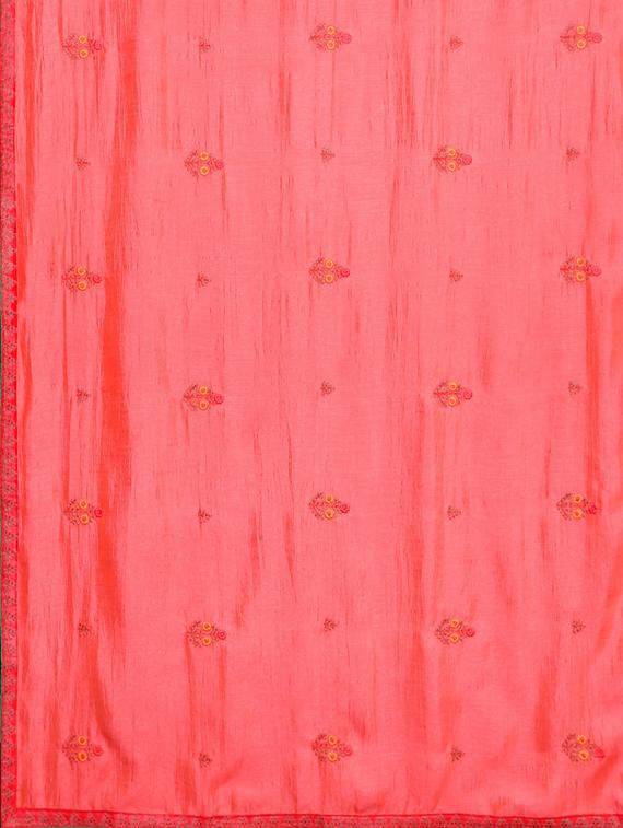 pink silk blend embroidered saree with blouse - 17419523 - Zoom Image - 4