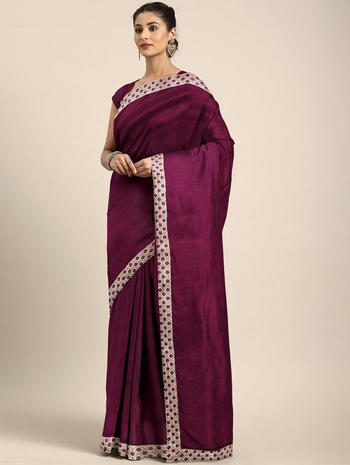 solid embroidered saree with blouse - 17419553 - Standard Image - 1