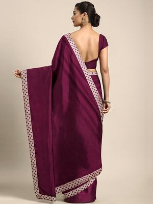 solid embroidered saree with blouse - 17419553 - Standard Image - 2