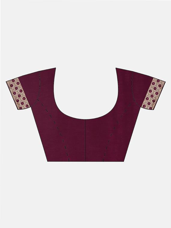 solid embroidered saree with blouse - 17419553 - Zoom Image - 3