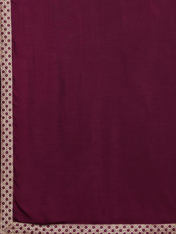 solid embroidered saree with blouse - 17419553 - Zoom Image - 4