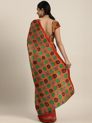 geometrical printed saree with blouse - 17419572 - Standard Image - 2