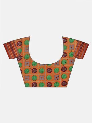 geometrical printed saree with blouse - 17419572 - Standard Image - 3