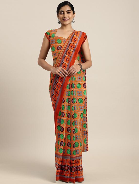 geometrical printed saree with blouse - 17419572 - Zoom Image - 1