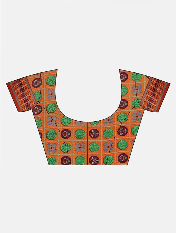 geometrical printed saree with blouse - 17419572 - Zoom Image - 3