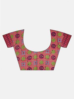 geometrical printed saree with blouse - 17419573 - Standard Image - 3