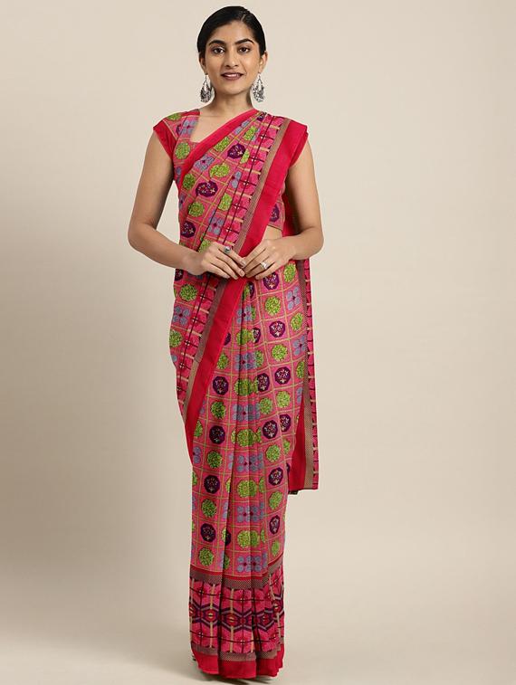 geometrical printed saree with blouse - 17419573 - Zoom Image - 1