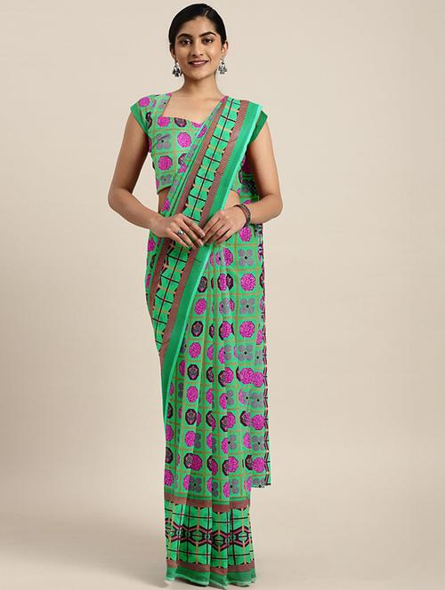 geometrical printed saree with blouse - 17419574 - Standard Image - 1