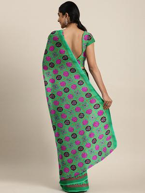 geometrical printed saree with blouse - 17419574 - Standard Image - 2