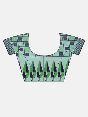checkered printed saree with blouse - 17419580 - Standard Image - 3