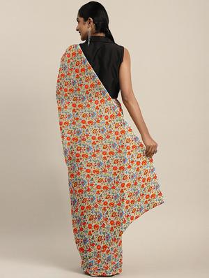 floral printed saree with blouse - 17419583 - Standard Image - 2
