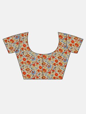 floral printed saree with blouse - 17419583 - Standard Image - 3