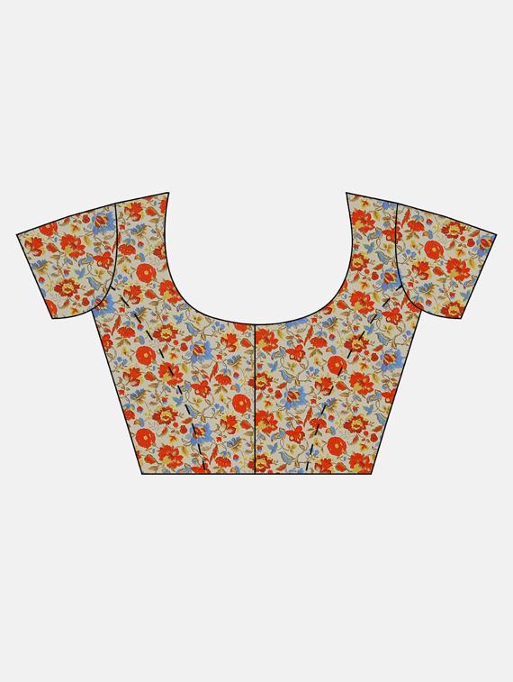 floral printed saree with blouse - 17419583 - Zoom Image - 3