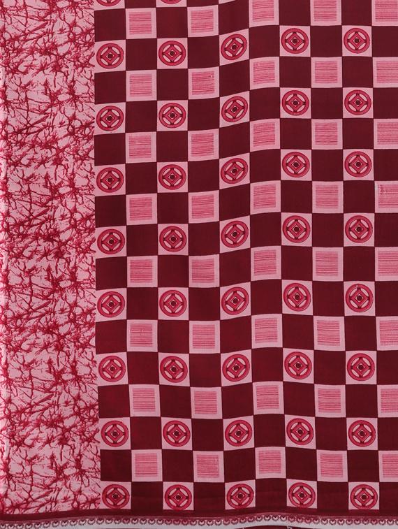 checkered printed saree with blouse - 17419585 - Zoom Image - 4