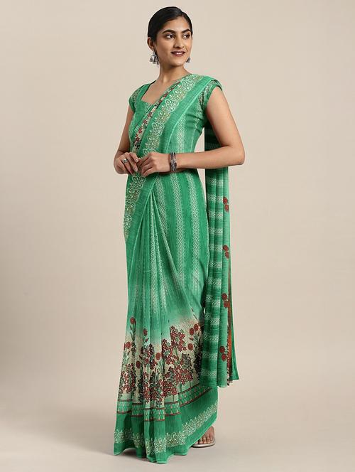 floral printed saree with blouse - 17419588 - Standard Image - 1