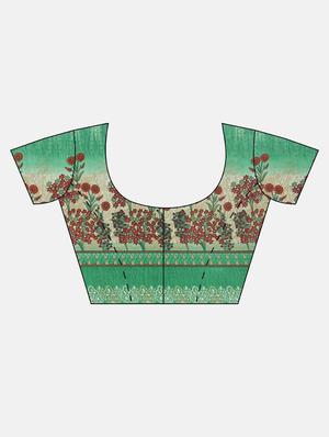 floral printed saree with blouse - 17419588 - Standard Image - 3