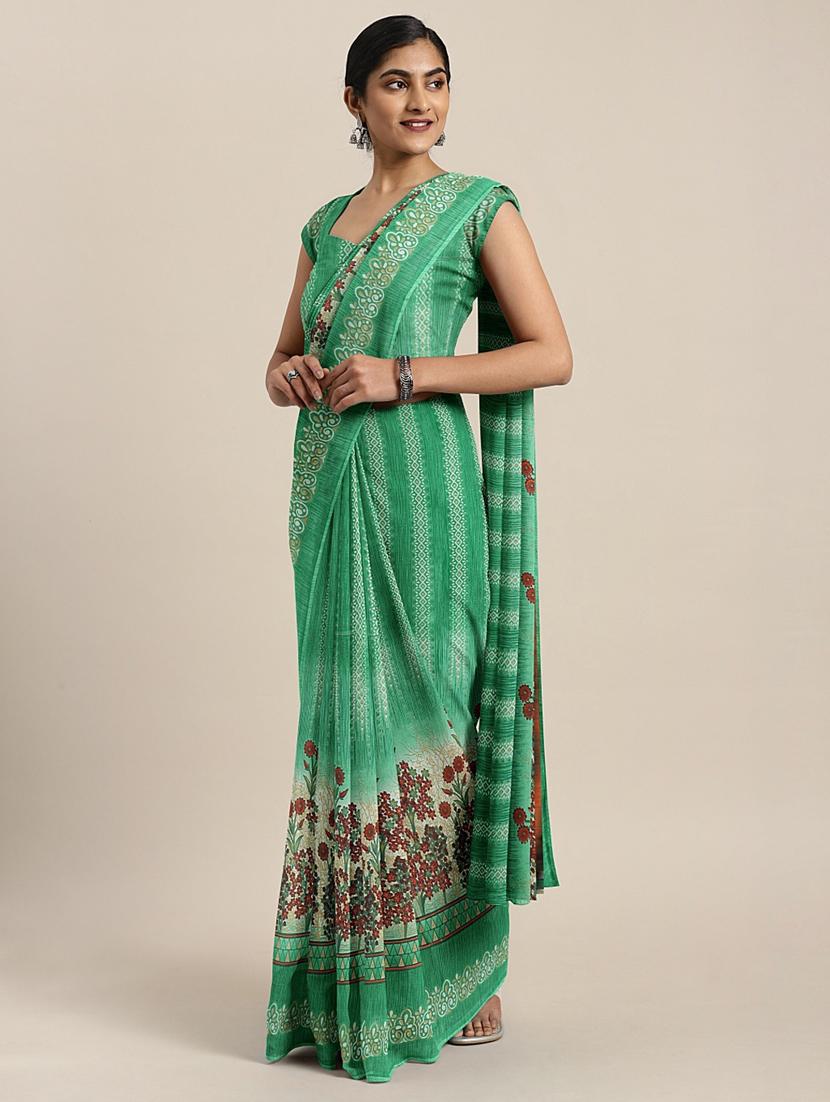 floral printed saree with blouse - 17419588 - Zoom Image - 1