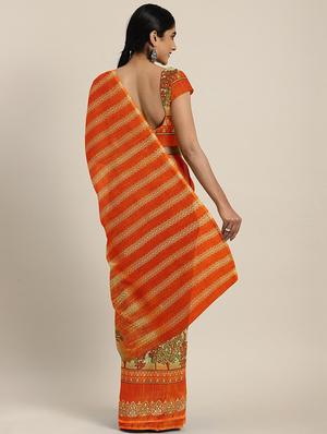 floral printed saree with blouse - 17419591 - Standard Image - 2