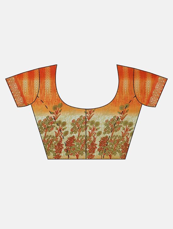 floral printed saree with blouse - 17419591 - Zoom Image - 3