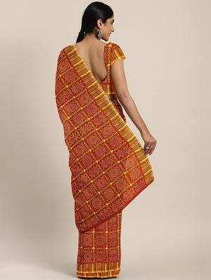 orange georgette printed saree with blouse - 17419596 - Standard Image - 2