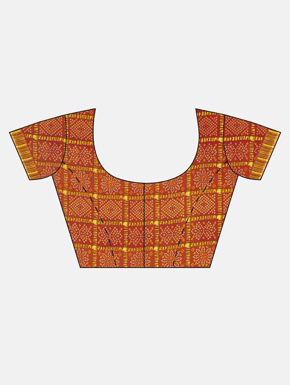 orange georgette printed saree with blouse - 17419596 - Zoom Image - 3