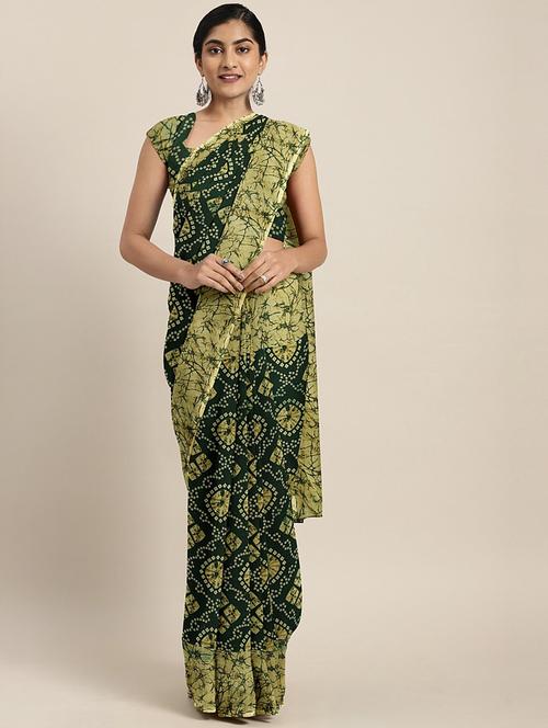 bandhani printed saree with blouse - 17419598 - Standard Image - 1
