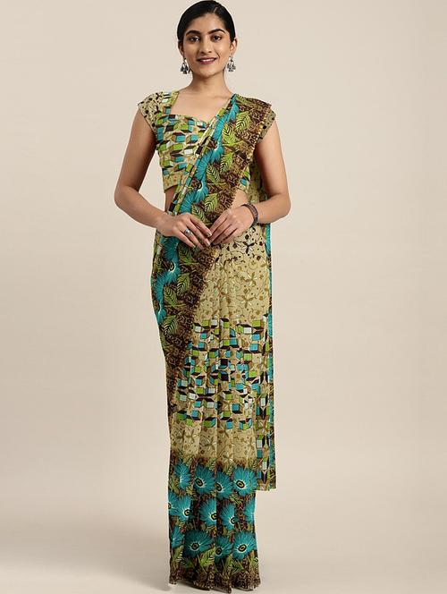 geometrical printed saree with blouse - 17419610 - Standard Image - 1