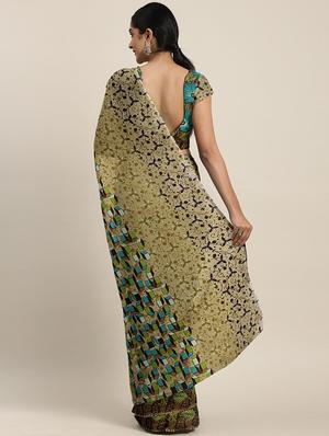 geometrical printed saree with blouse - 17419610 - Standard Image - 2