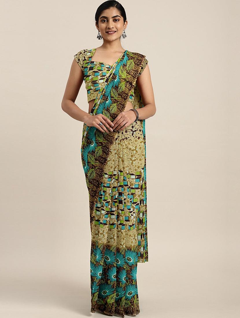 geometrical printed saree with blouse - 17419610 - Zoom Image - 1