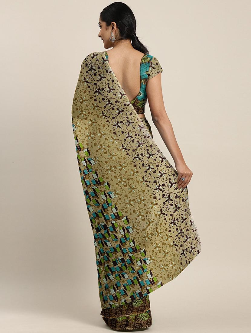 geometrical printed saree with blouse - 17419610 - Zoom Image - 2