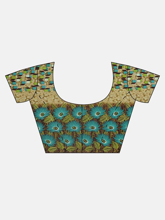 geometrical printed saree with blouse - 17419610 - Zoom Image - 3