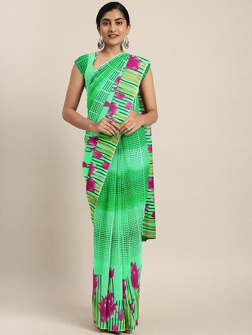 floral printed saree with blouse - 17419614 - Standard Image - 1
