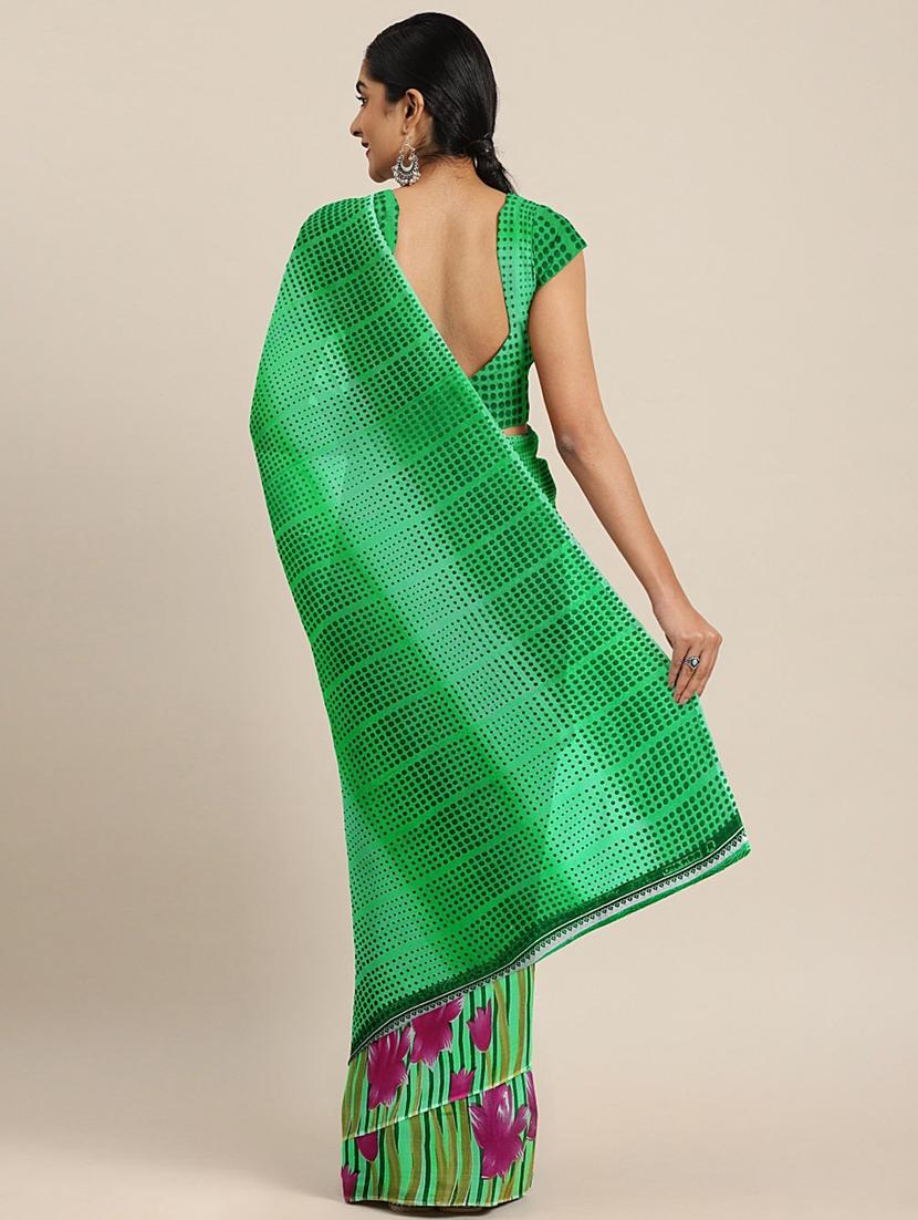 floral printed saree with blouse - 17419614 - Zoom Image - 2