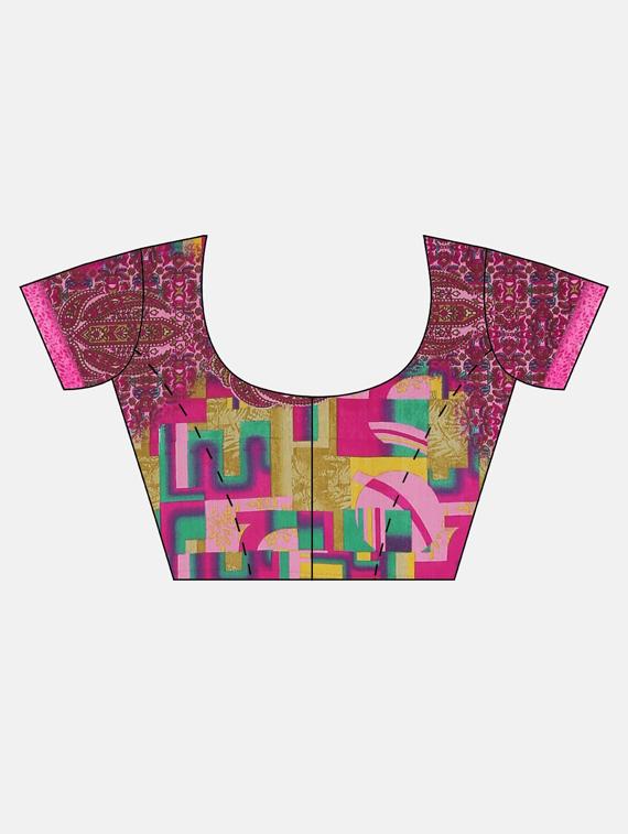 abstract printed saree with blouse - 17419615 - Zoom Image - 3