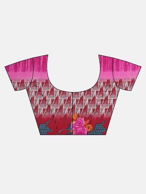 abstract printed saree with blouse - 17419616 - Standard Image - 3