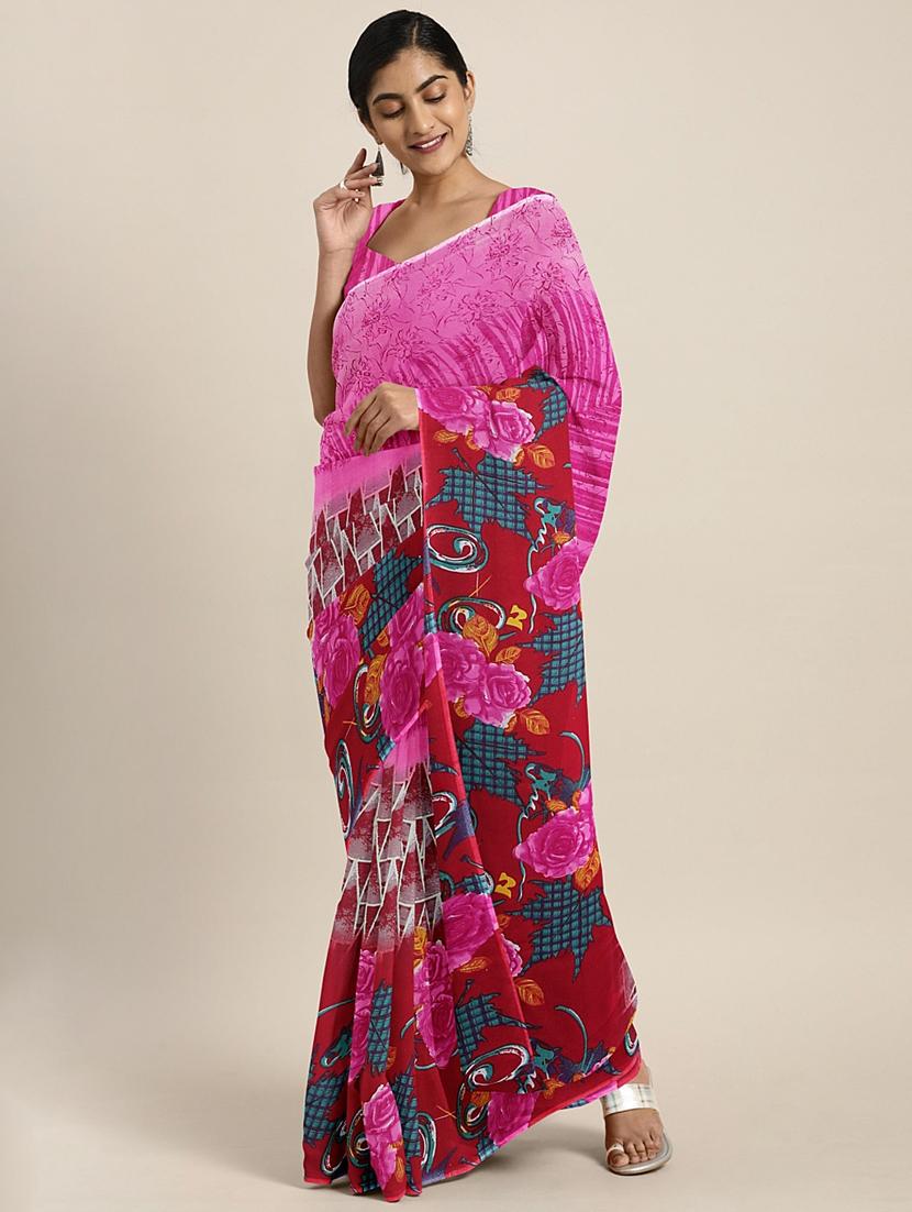 abstract printed saree with blouse - 17419616 - Zoom Image - 1