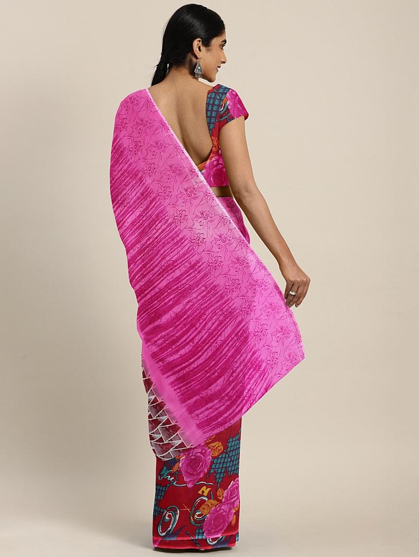 abstract printed saree with blouse - 17419616 - Zoom Image - 2