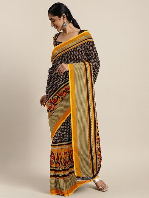 geometrical printed saree with blouse - 17419624 - Standard Image - 1