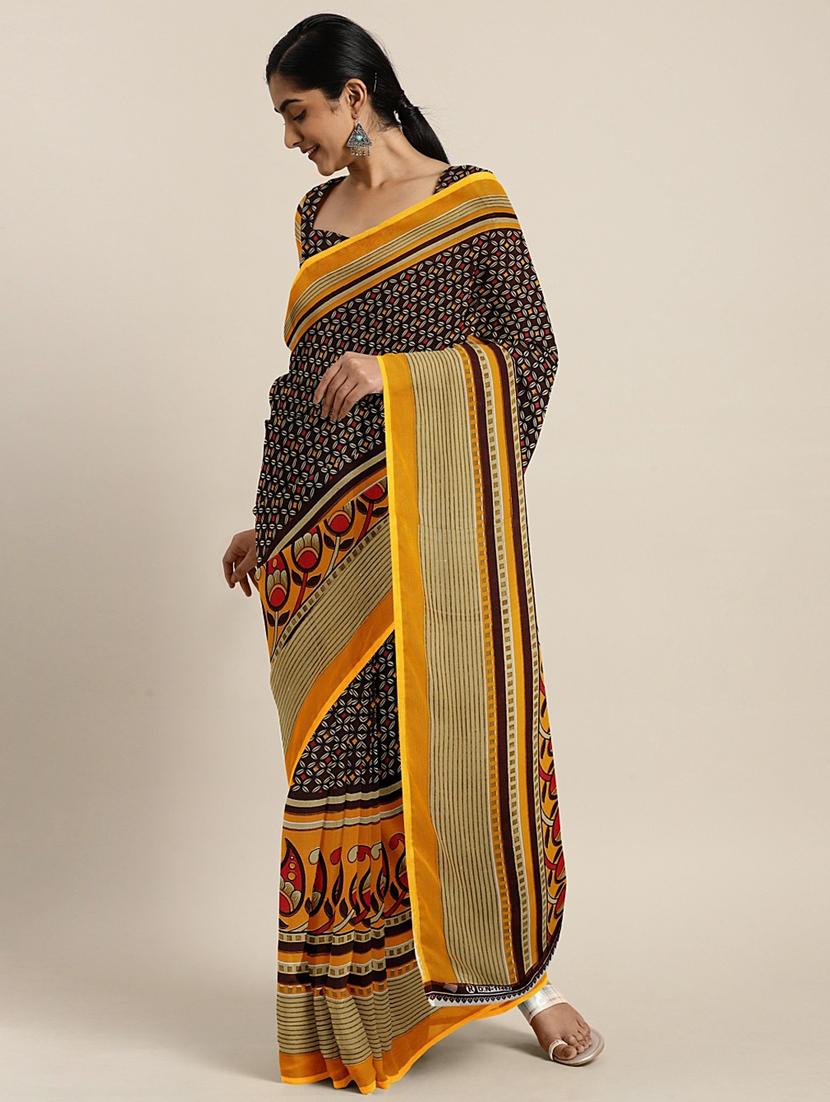 geometrical printed saree with blouse - 17419624 - Zoom Image - 1