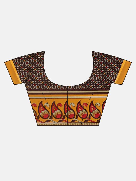 geometrical printed saree with blouse - 17419624 - Zoom Image - 3