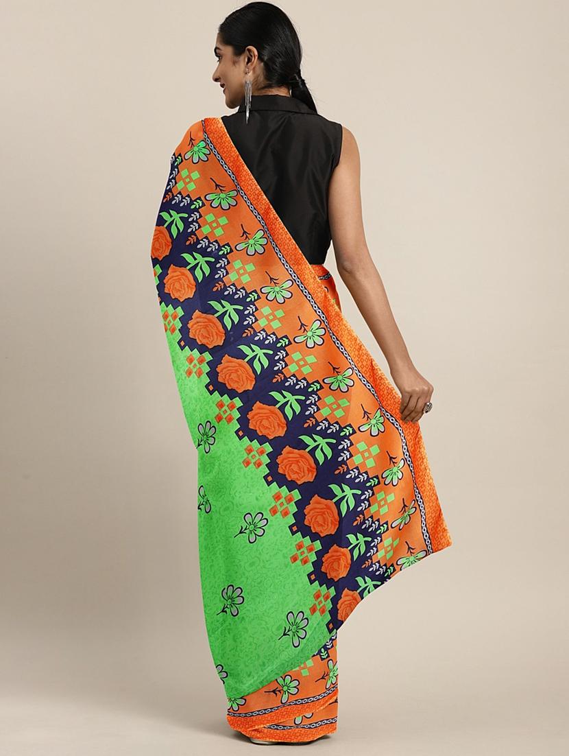 floral printed saree with blouse - 17419626 - Zoom Image - 2