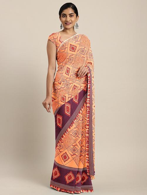 geometrical printed saree with blouse - 17419628 - Standard Image - 1