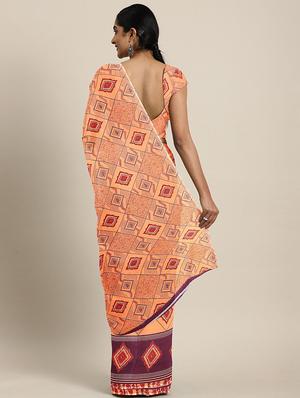 geometrical printed saree with blouse - 17419628 - Standard Image - 2