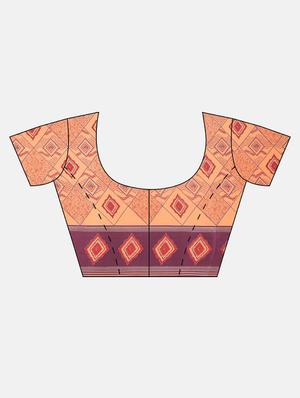 geometrical printed saree with blouse - 17419628 - Standard Image - 3