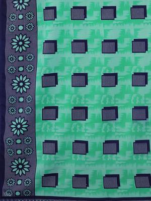 turquoise georgette printed saree with blouse - 17419630 - Standard Image - 5